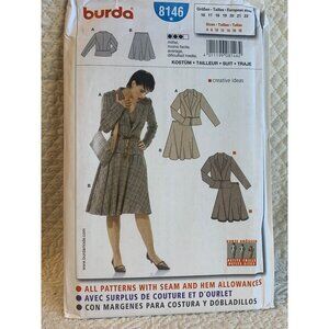 Burda Misses Skirt Jacket Sewing Pattern sz 6-18 8146 - uncut